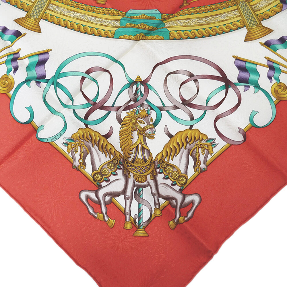 HERMES Authentic Red Silk Scarf - Picture 3 of 6